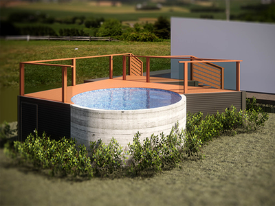 Concrete tank pool with decking